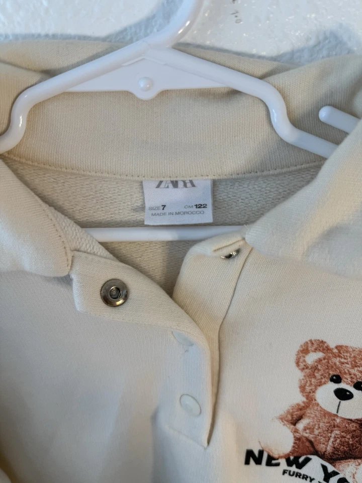 ZARA Kids Girls Faux fur sleeveless crewneck vest cream Size 7 - Image 4 of 4