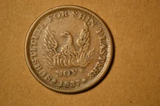 1837 Hard Times Token- Phoenix Rising/May Tenth- VF/EF