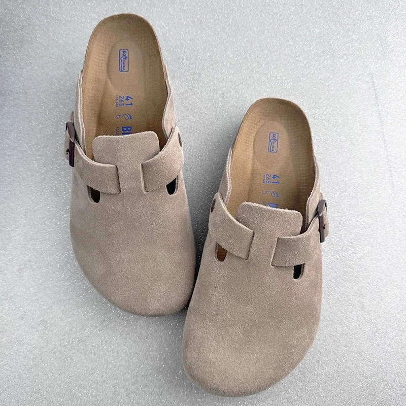 Zapatos Birkenstock Boston de gamuza topo de cuero suave para hombre y mujer talla 37-45 Foto 2 de 4