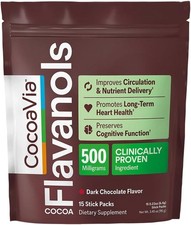 CocoaVia Cardio Health Cocoa Powder, 15 Single Serve Sticks, 500mg Cocoa Flavano