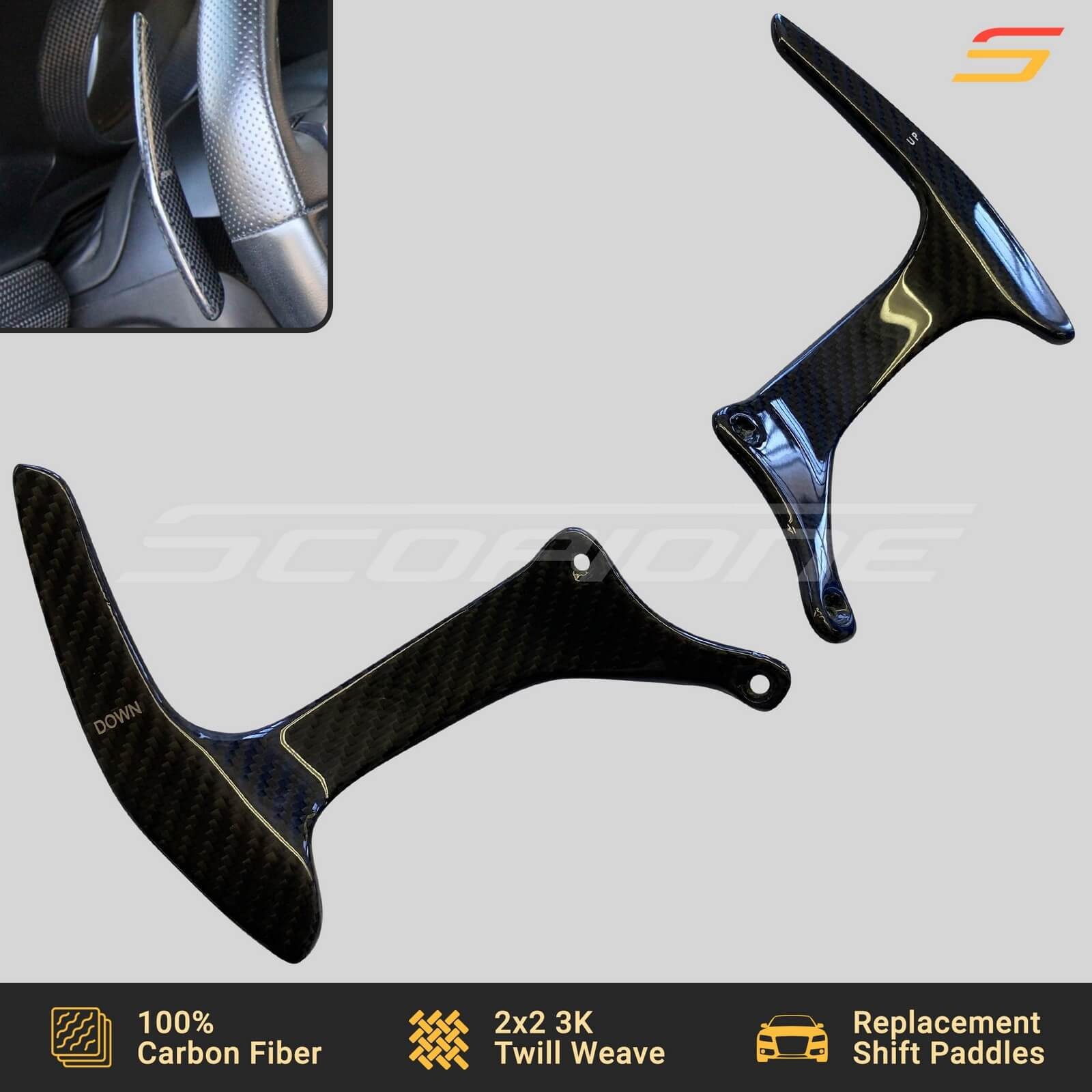 Scopione Carbon Fiber Shift Paddles for Ferrari 458 Italia & Spider F12 FF