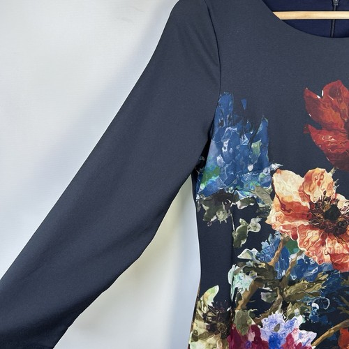 Artigiano Made in Italy Floral Bodycon Midi Dress Elegant 3/4 Sleeve Sheath UK10 - Picture 5 of 9