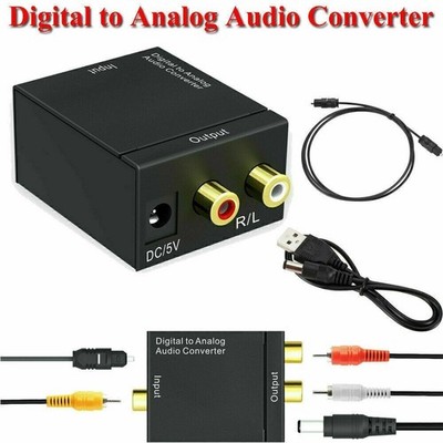 New Digital Optical Coaxial to Analog RCA L/R Audio Converter Adapter w/ Fiber