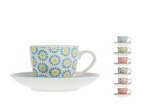 6 Tassen Moka/Kaffee New Bone China Blumen 85 Mit Unterteller Crazystock Auswahl
