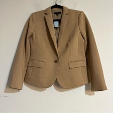 Ann Taylor The Petite One Button Blazer Double Knit Tan 6P Work Office Travel