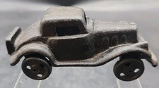 Vintage Cast Iron Black 2 Door Coupe Car 1920s IRON ART JM 316 Signed 4.75"