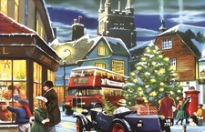 "Christmas poster retro style " Canvas Wall Art Picture Print