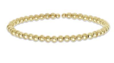 New 4 MM Beaded Cuff Flex Bangle Bracelet1 0K Yellow Gold & Titanium