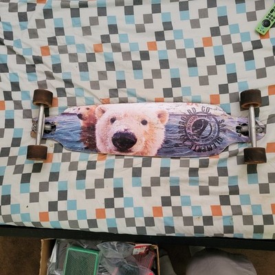  San Clemente Longboard Complete - Polar Bear Graphic - Drop-Through Cruiser