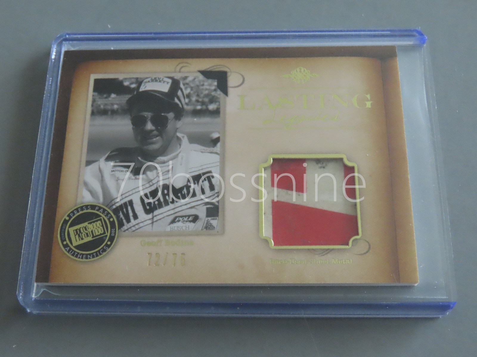 GEOFF BODINE 2010 PRESS PASS RACE USED SHEET METAL NASCAR RACING RELIC CARD view 1