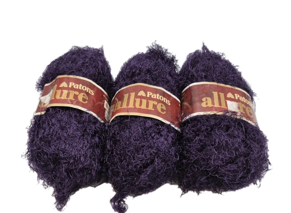 Patons Allure аметист громоздкая пряжа 47 ярдов моток лот из 3 мотков тот же краситель лот YK - Изображение 2 из 4