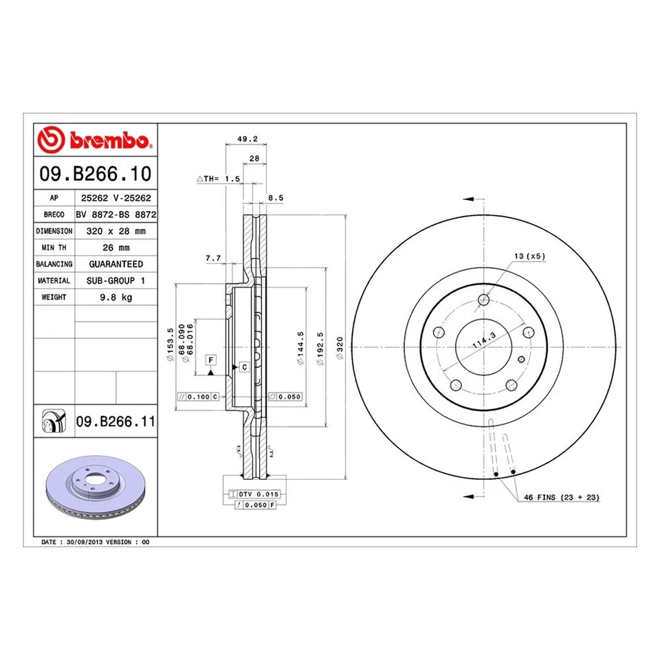 For Nissan Altima 05-06 Brembo UV Coated Series Plain Vented Front Brake Rotor Foto 2 de 4