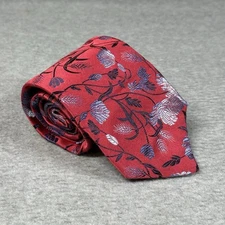 Vintage Altea Milano Red Floral Silk Tie Handmade Italy 1990s Elegant & Rare