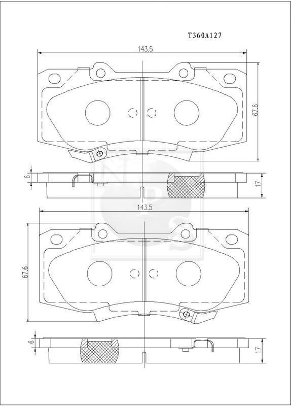 Plaquettes de frein avant Toyota 044650K240 04465-0K320 044650K330 essieu