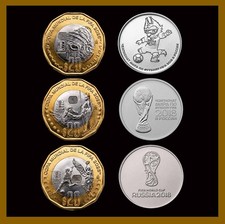 Mexico 20 Pesos + Russia 25 Rubles, 6 Coin Set, 2018/ 2026 FIFA World Cup