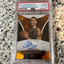 2023 TOPPS MERCURY #WA5 VICTOR WEMBANYAMA /25 ON CARD AUTO ORANGE REF PSA 10