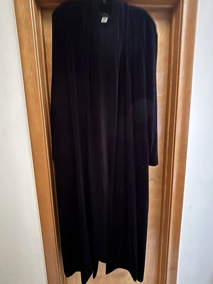 JS Collection Women’s Black Stretch Velvet Duster Size Large - Image 3 of 4