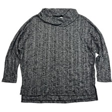 New Directions Gray Dolman Sleeve Cowl Turtleneck Sweater 3/4 Sleeve Knit Sz M