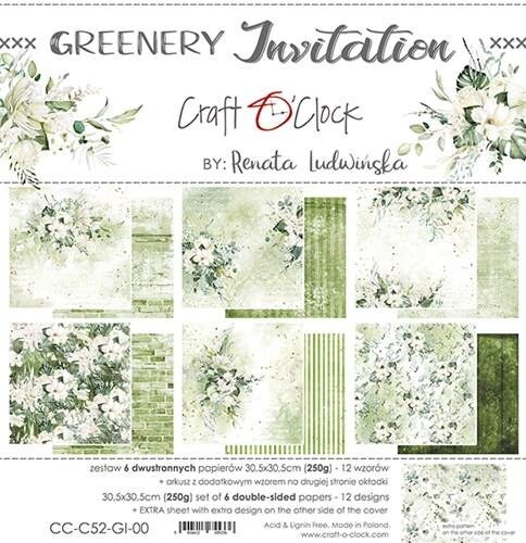 Scrapbooking doppelseitiges Papierset 12x12, HANDWERK UHR, Grün Einladung - Bild 2 von 9