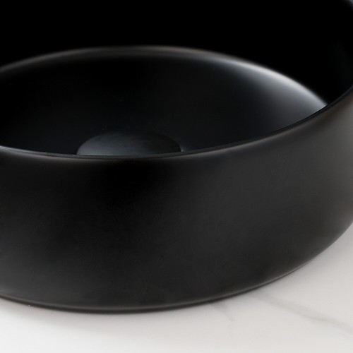 Bathroom Ceramic Vessel Sink Black Round Single Handle&Hole Mixer Deck Mount Tap - Picture 5 of 8