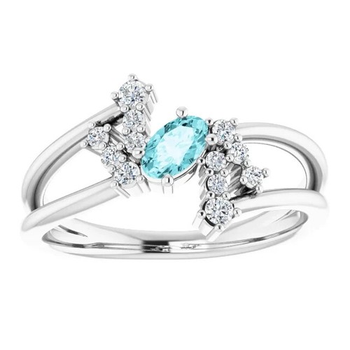Anillo de derivación de diamantes naturales circón azul natural de plata esterlina y 1/8 CTW - Imagen 3 de 3