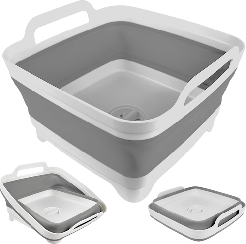2.4 Gal Collapsible Wash Basin with Drain Plug Portable Sink Space-Saving Home