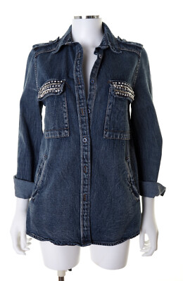 Ciminy Paris Embellished  Denim Shirt /shacket Small