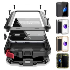 For iPhone 8 7 Plus SE 3rd Case Aluminum Shockproof Heavy Duty Glass Hard Cover