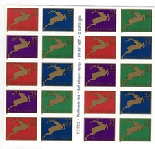 1999 33 cent Reindeer complete booklet of 20 Scott #3363a, Mint NH