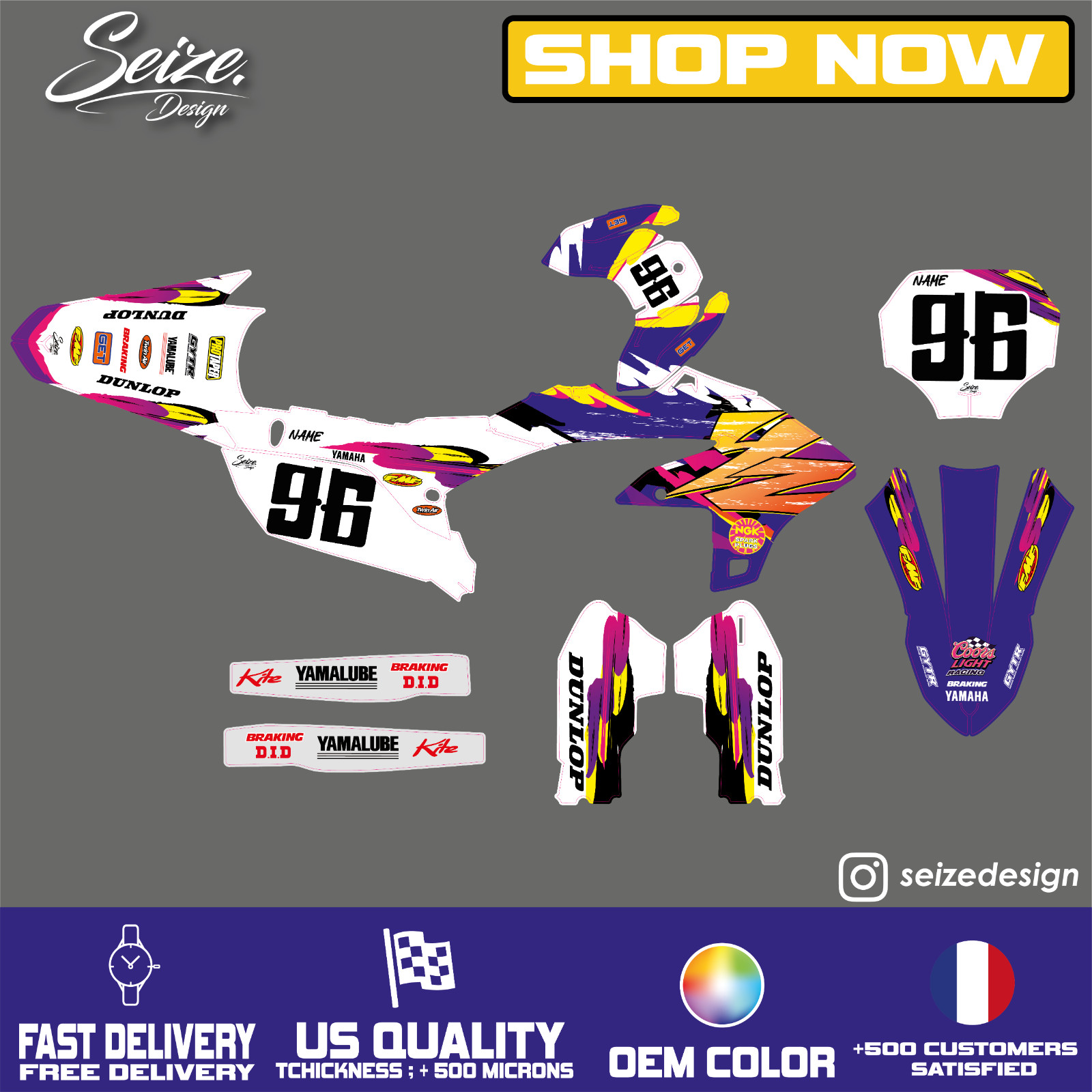 Kit déco Yamaha Neo Retro 2025 habillage vintage 96 YZ pour compétition et loisir