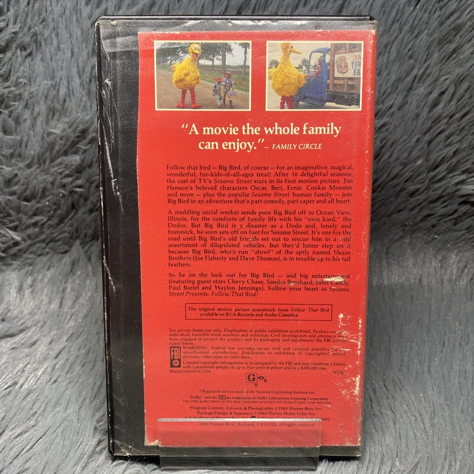 Sesame Street Follow That Bird VHS 1985 Jim Henson Big Bird Classic Film Cut Box - Image 4 of 4