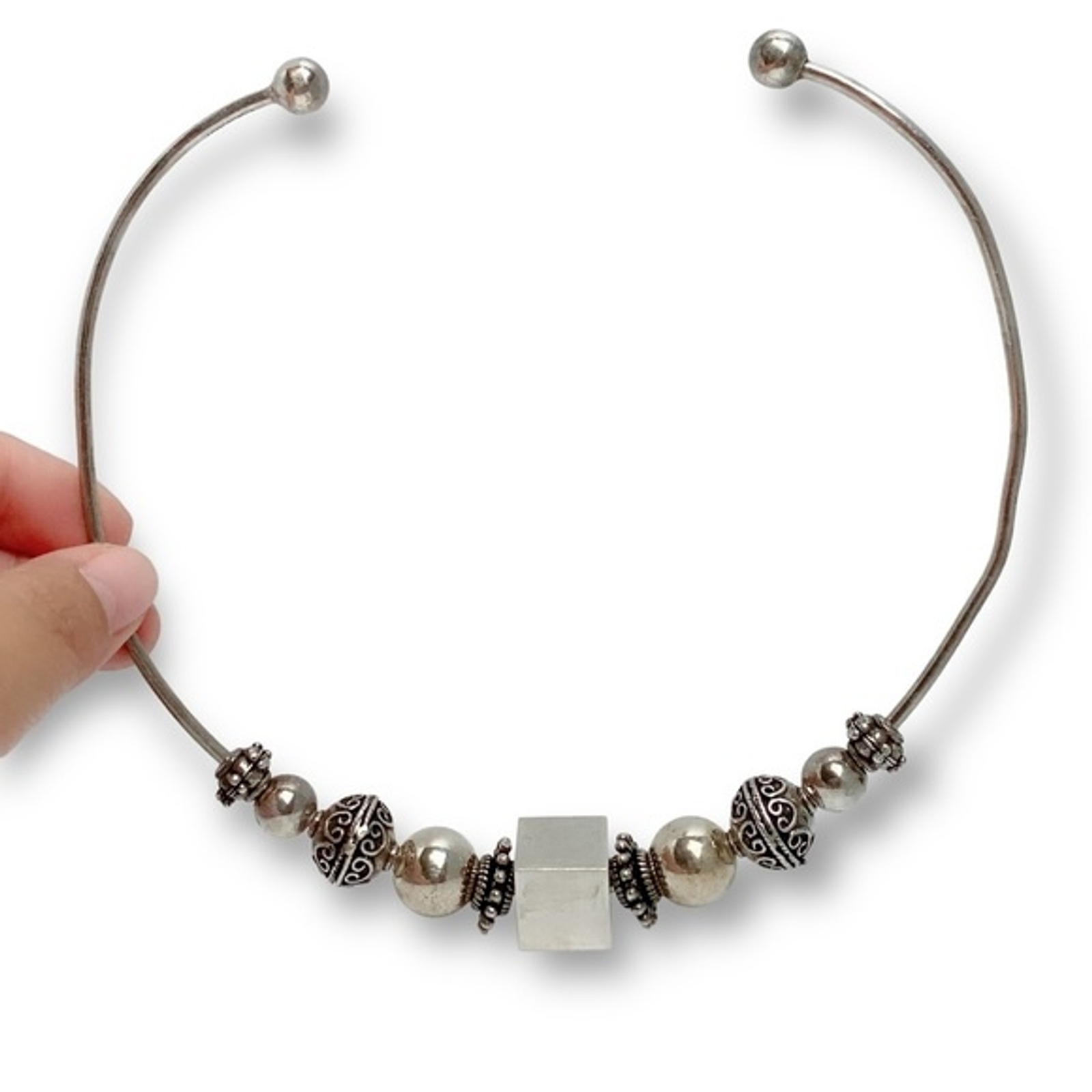 FLAWED Mexican 925 Solid Sterling Silver Collar L… - image 1