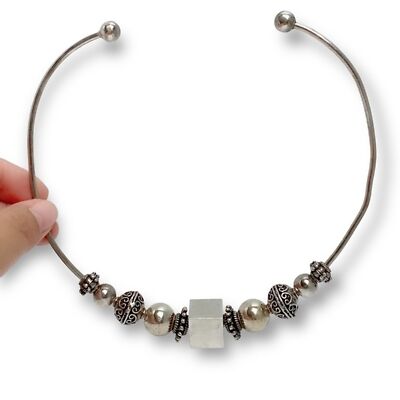 FLAWED Mexican 925 Solid Sterling Silver Collar Like Chocker Necklace w Charms