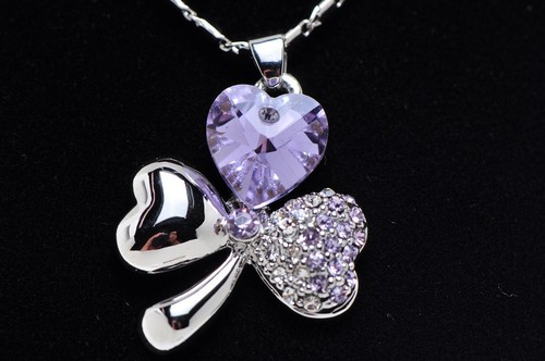 5.10 Ct Heart Cut Style Shape Purple Amethyst CZ 18K White Gold Plated Pendant - Picture 2 of 3