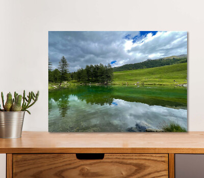 Green Water & Cloudy Sky 5mm thick Plastic Poster Ready to Hang 60x45cm