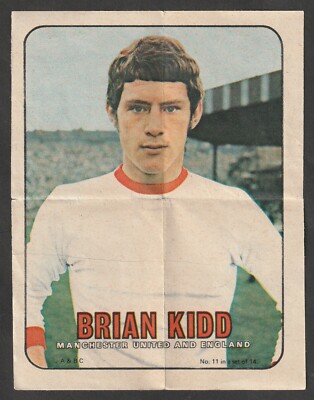  A&BC Bubble Gum Football Manchester United Pin Ups 1970 Brian Kidd