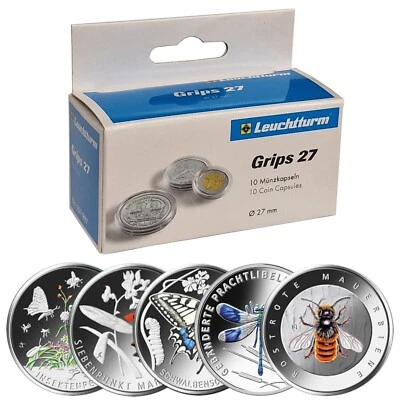 LEUCHTTURM CAPS Leuchtturm Münzkapseln für 5 Euro Münze Deutschland 2023 Rostrote Mauerbiene