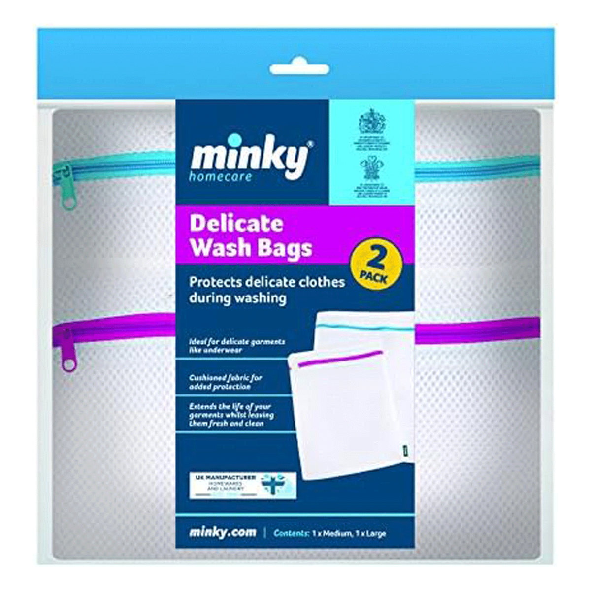 Minky Delicates Clothes Washing Bag Pack White 0861 UK