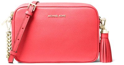 Michael Kors Dahlia Leather Tasseled Camera Bag ~ Chain Link-Jet Set NWT