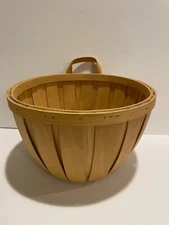 Hanging Bushel Basket Slat Split Wood Country Rustic Primitive Farmhouse11 x 7”