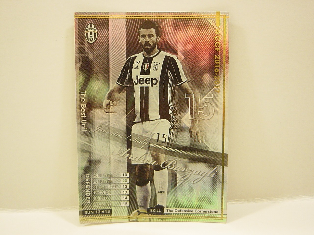 Panini WCCF 2016-17 BUN Andrea Barzagli 1981 Italy No.15 Juventus Best Unit DFCB