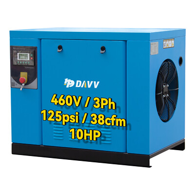 10HP 7.5KW Rotary Screw Air Compressor 3 Phase 460V 33cfm For Paint Workshop