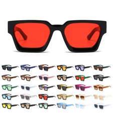 Thick Square Sunglasses Men Women Retro Chunky Rectangle Shades UV400 Protection