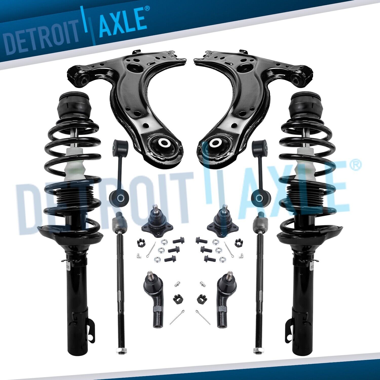 Detroit Axle - Front Struts w/Coil Spring Assembly Rear Shocks Replacement  for Volkswagen Beetle Golf Jetta 