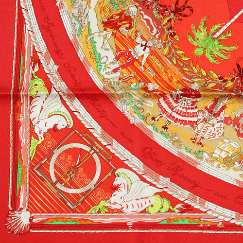 Hermes Schal FÜR ASTRA AD ASTRA Seidentuch Carre rot SANDRA LAROCHE 90cm - Bild 7 von 7