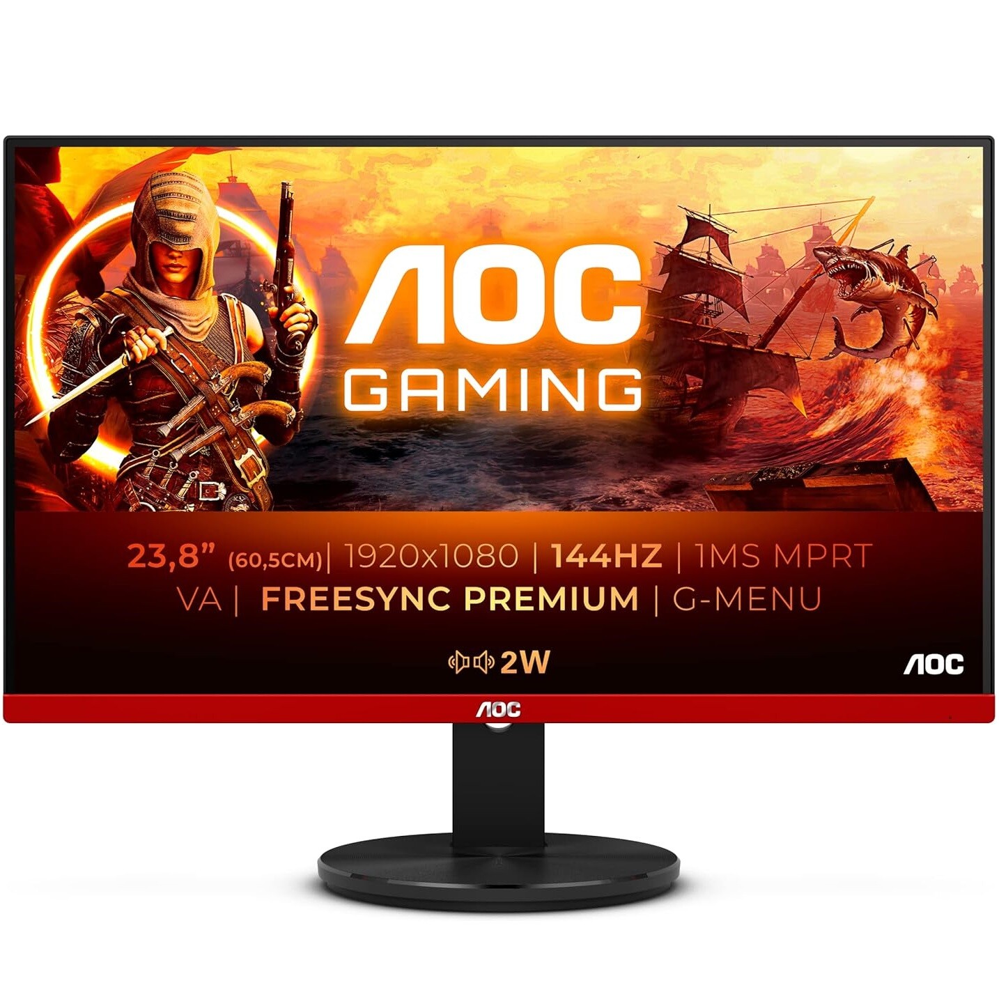 AOC MONITOR 23.8" LED VA GAMING G2490VXA FULL HD 144hz FHD 1ms OFFICE 24 POLLICI