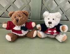 Lot of 2 Hugfun International Inc Vintage Plush Teddy Bears with Sweaters