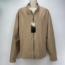Brook Taverner Jacke Herren Größe 52R hellbraun beige durchgehender Reißverschluss Harrington neu mit Etikett