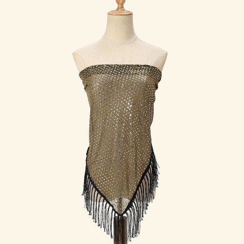 Arab Summer Lightweight Shawls Women Muslim Scarf Sequin Tassel Triangle Wraps - Picture 21 of 21