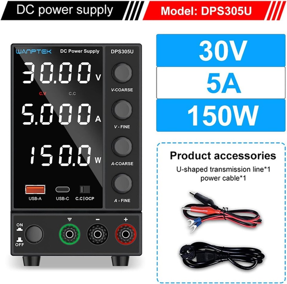 DPS3010U Adjustable DC 0-30V 0-5A 10A Lab Power Supply Variable Bench ...